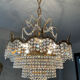 Waterfall chandelier in gilded bronze and crystal tassels