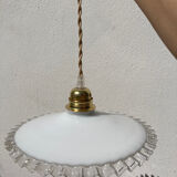 Vintage lace white opaline pendant lamp