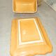 Antique yellow ceramic butter dish with bee decor, vintage Provençal style