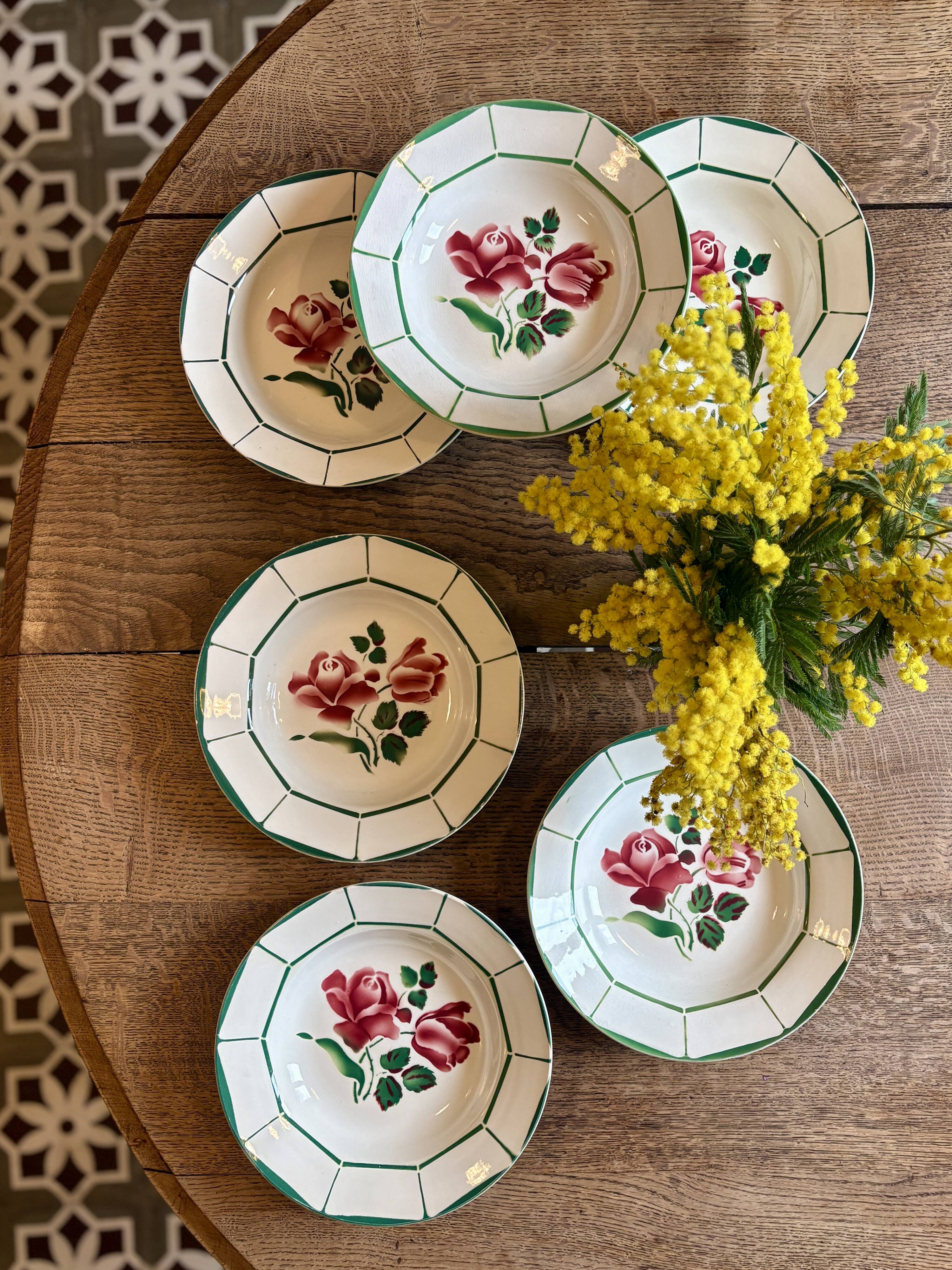 Lot de 6 assiettes creuses Monique de Digoin Sarreguemines