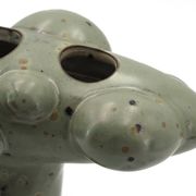 Organic sculptural accent lamp in green ceramic
