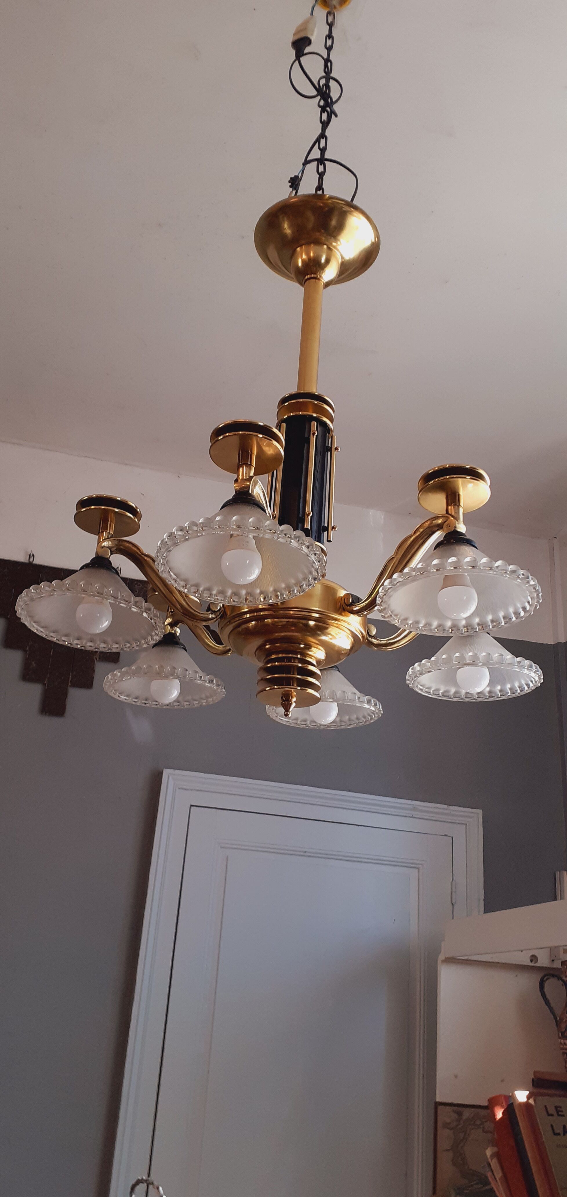 Art Deco chandelier six lights year 40