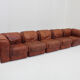 Vintage Seven Salotti modular sofa in cognac leather, Italy 1970s