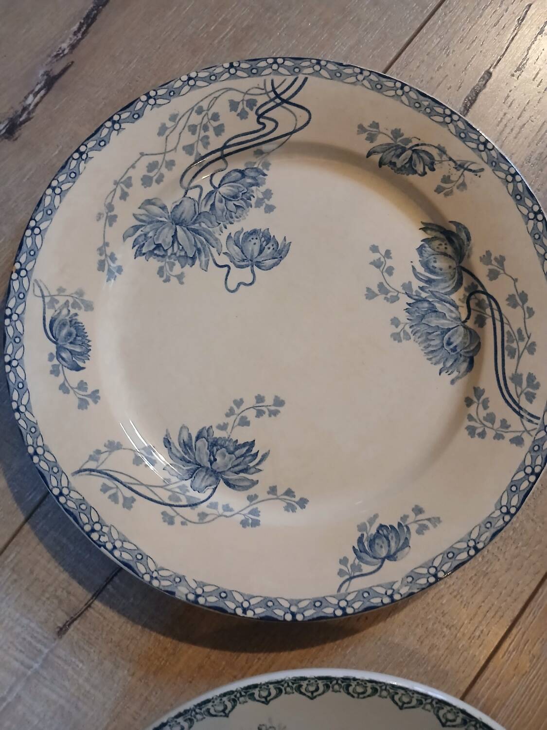 8 antique ironstone dinner plates