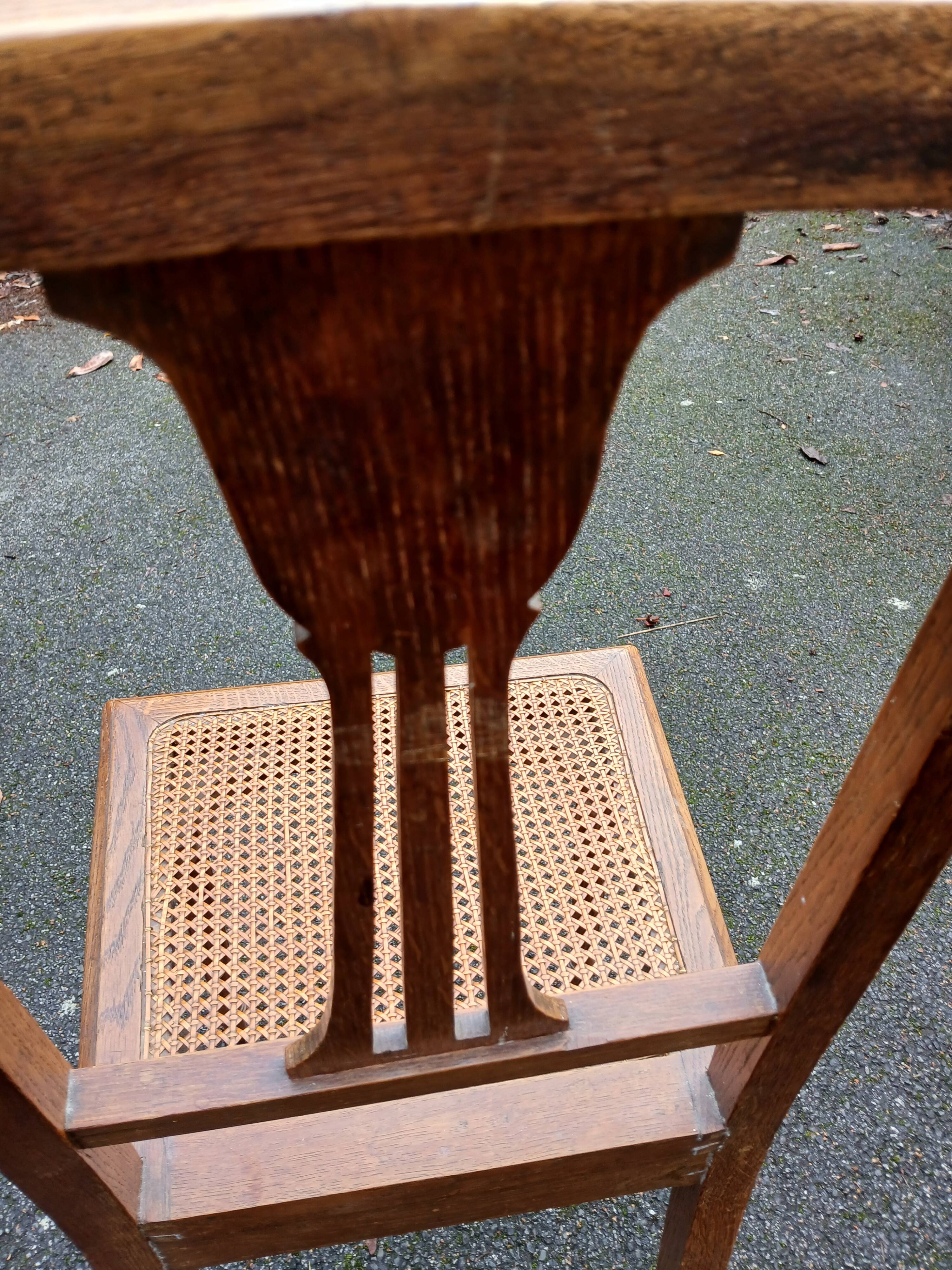 4 old wooden cane chairs