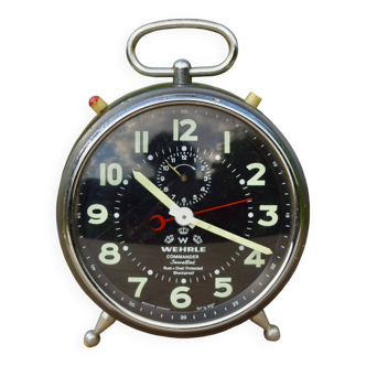 Old Wehrle Commander Jeweled mechanical alarm clock