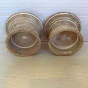 Pair of wooden candlesticks with a white effect
