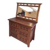 Teak chiffonier with its mirror