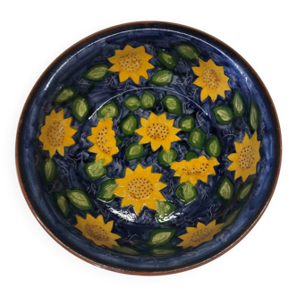 Portuguese ceramic dish with sunflower decoration