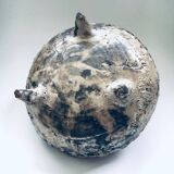 Mid-Century Art Ceramic Mystical Figural Dish, Belgium, 1960s