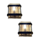 Smokey Glass Wooden Brass Sconces, Set of 2
