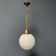Opaline glass ball hanging lamp with copper fixture