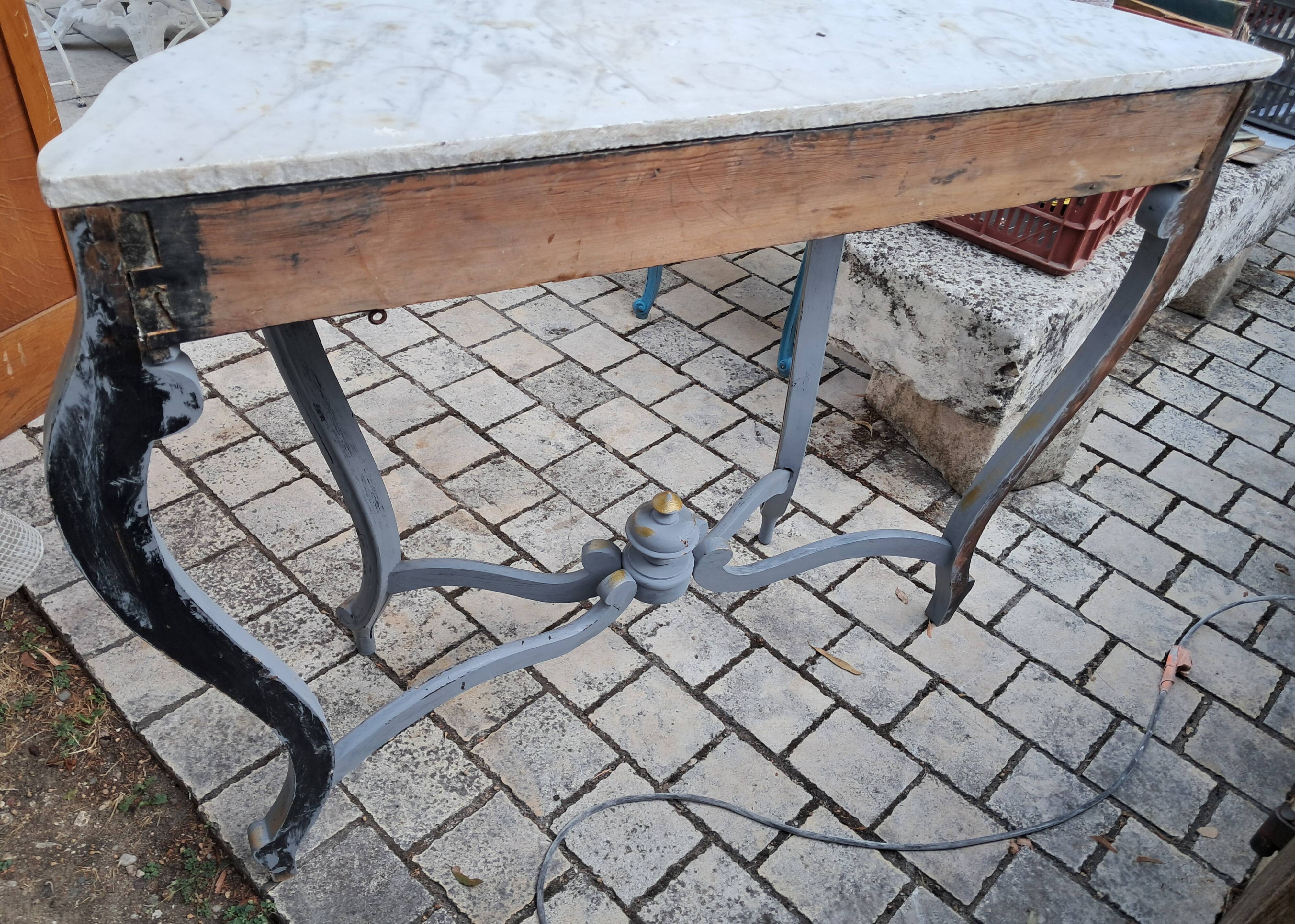 Console en bois et marbre