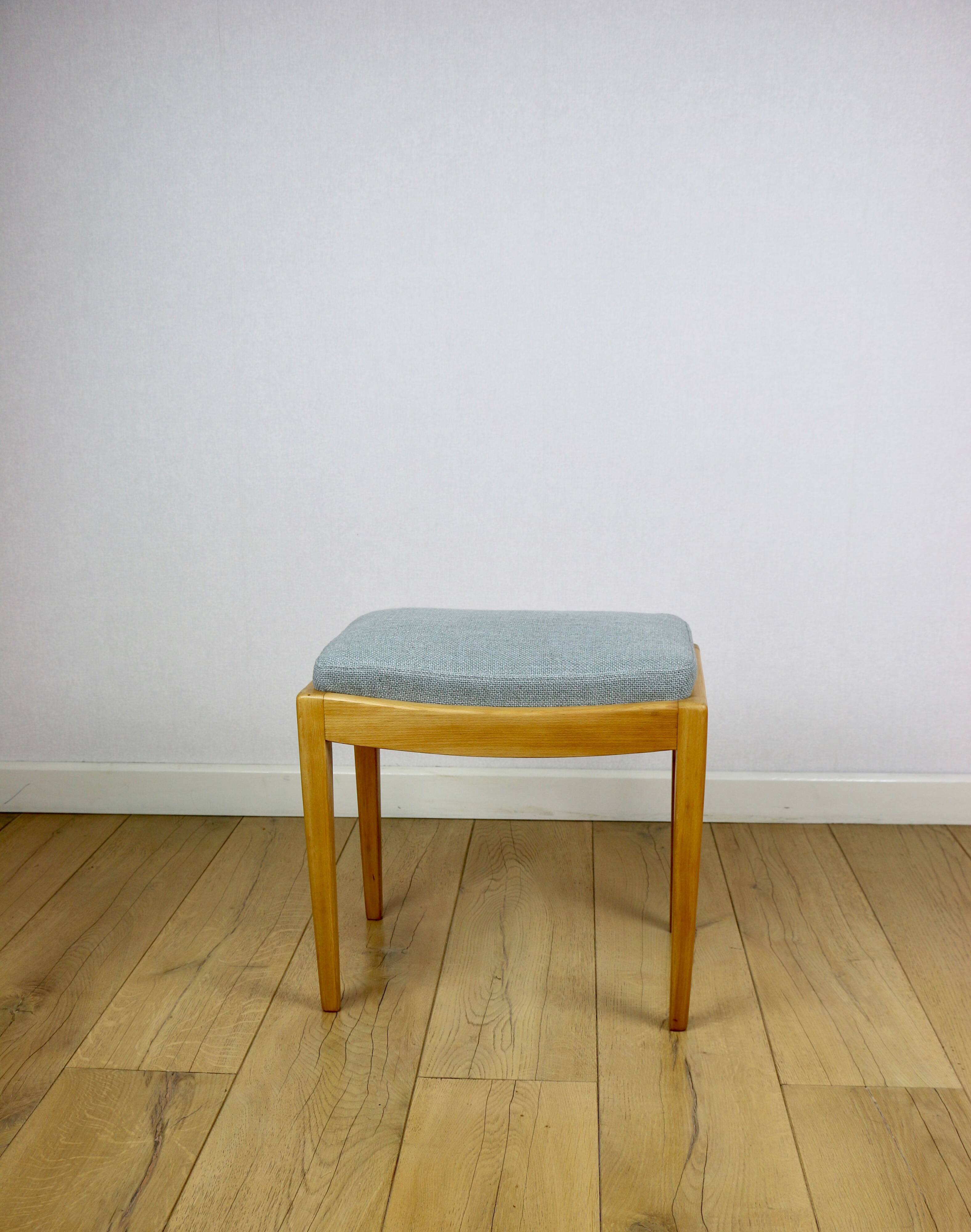 Stool seat light blue natural fabric Art Deco - 2 pieces available