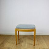 Stool seat light blue natural fabric Art Deco - 2 pieces available