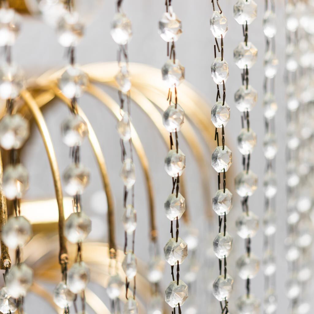 Chandelier with 10 lights in golden metal