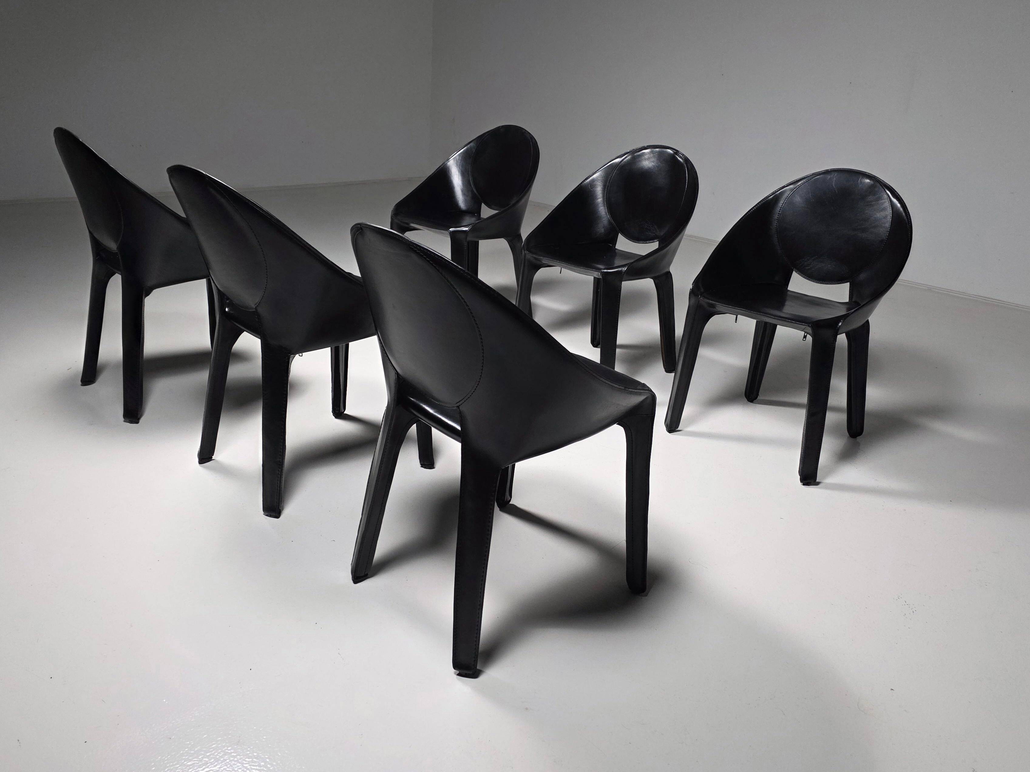 Set of six "Lira" dining chairs by Mario Bellini for Cassina, Italy, 1980s.