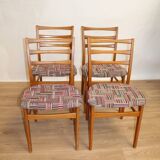 4 vintage multi-color oak chairs 1960 Sweden