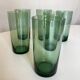 Set 6 glasses green cups blown 1960