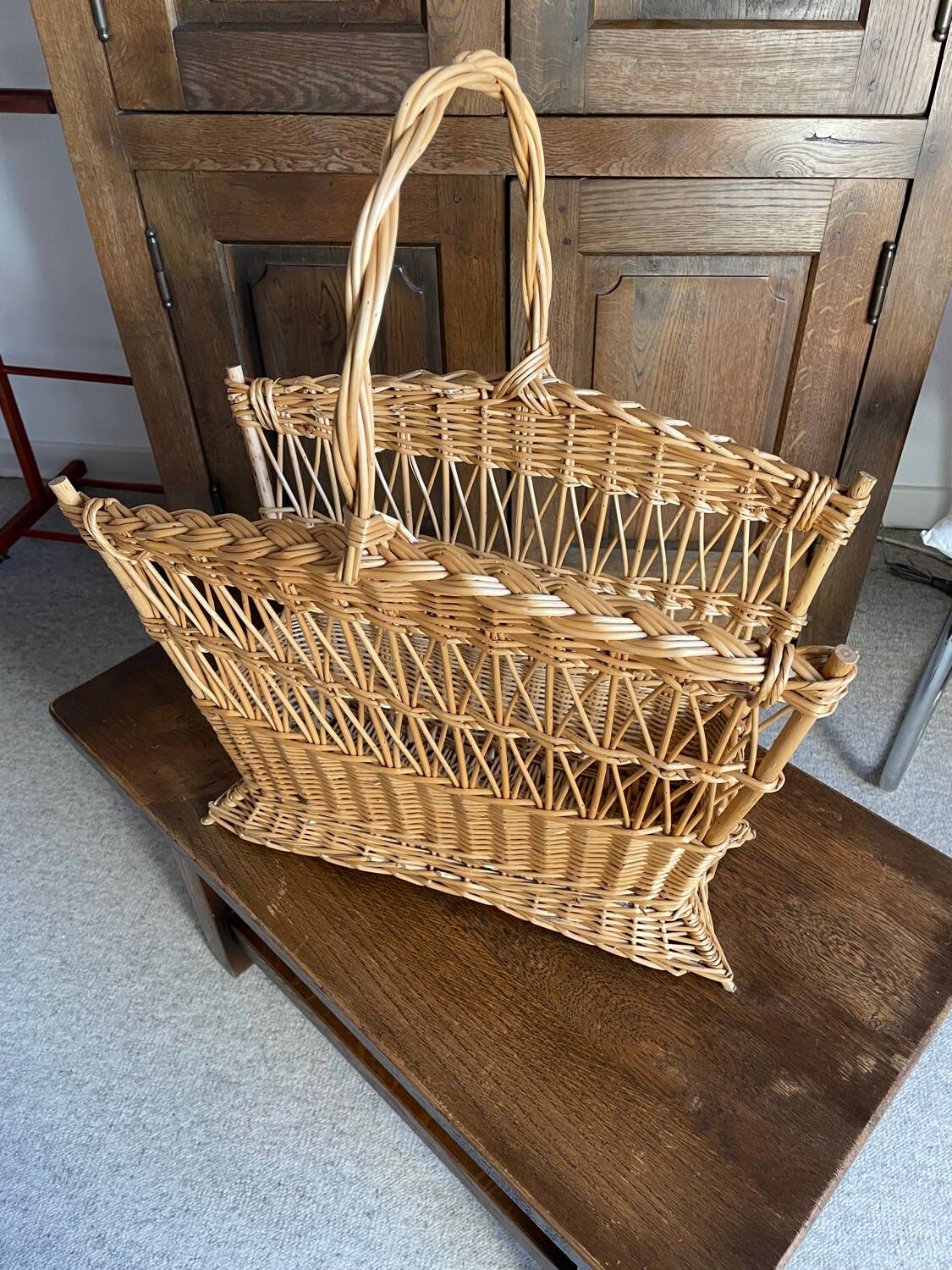 Rattan magazine rack