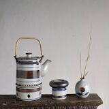 Mid-century striped ceramic teapot set | Scandinavia