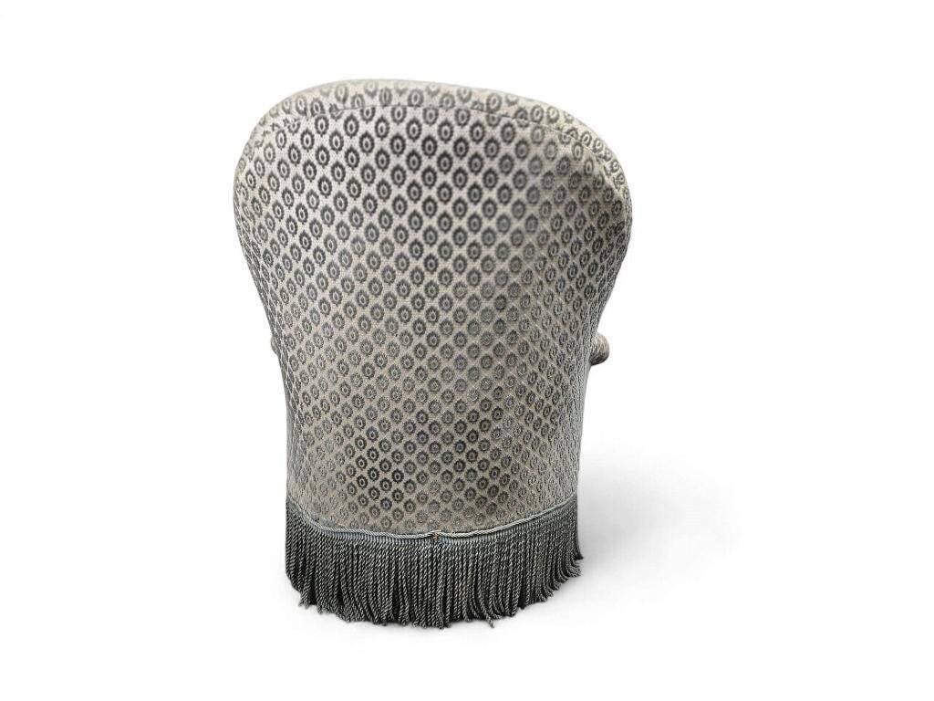 Fauteuil crapaud vintage en tissu gris