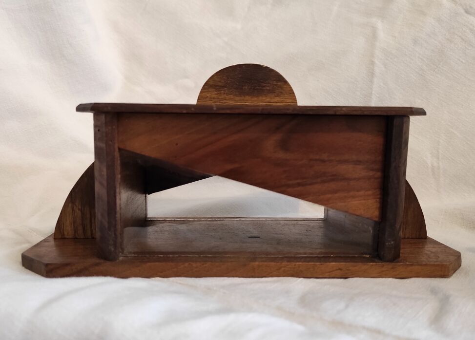 French Art Deco jewellery box handmade in wood and glass
