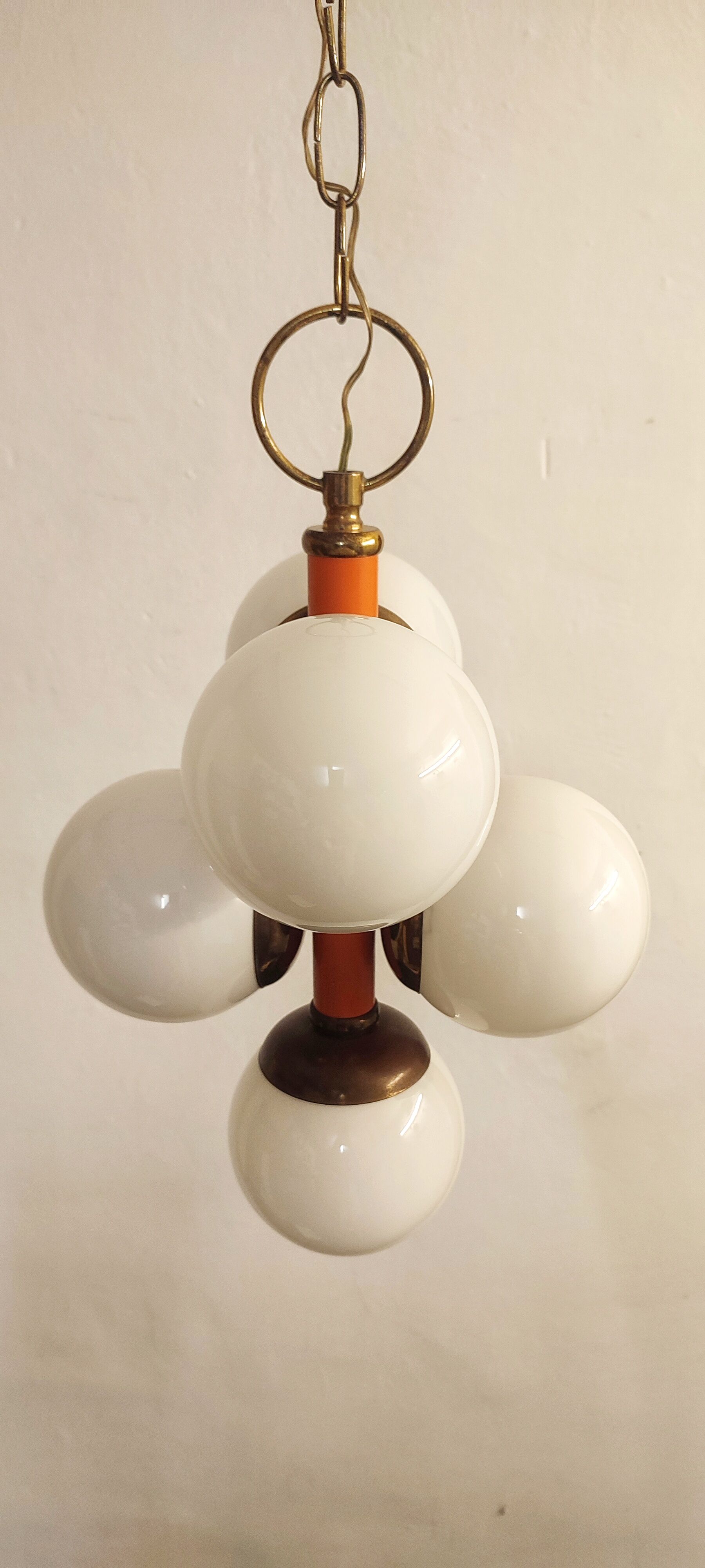 Glass ceiling lamp, Spain, 1970s