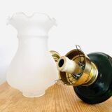 Brass wall sconce with frosted glass tulip lampshade
