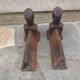 Pair of andirons old cast-iron, bust of czar