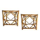 Bamboo and Glass Nightstands attributed to Vivai Del Sud, Italy, 1970s, Set of 2