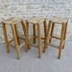 Lot of 3 high stool, bar, solid oak and mulched seat