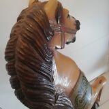 Wooden merry-go-round horse or fairground carousel