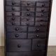 Authentic workshop furniture / Vintage watchmaker's layette in black wood
