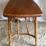 Wood and rattan coffee table - 1960s