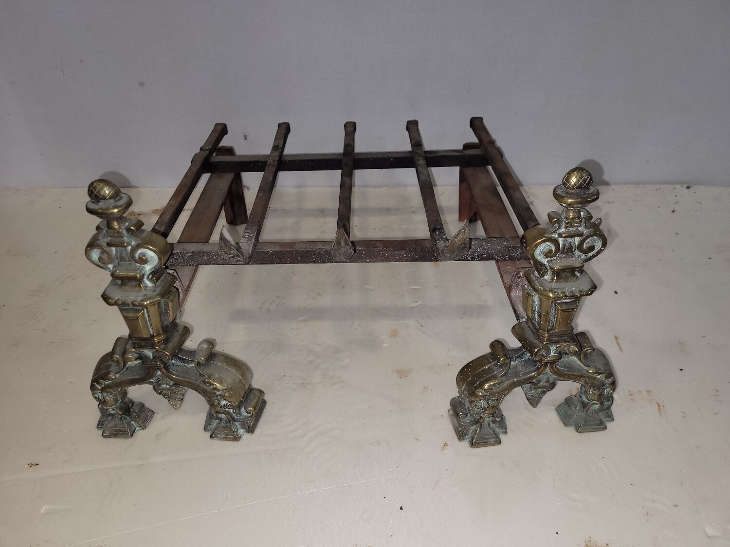 Bronze fireplace chenets