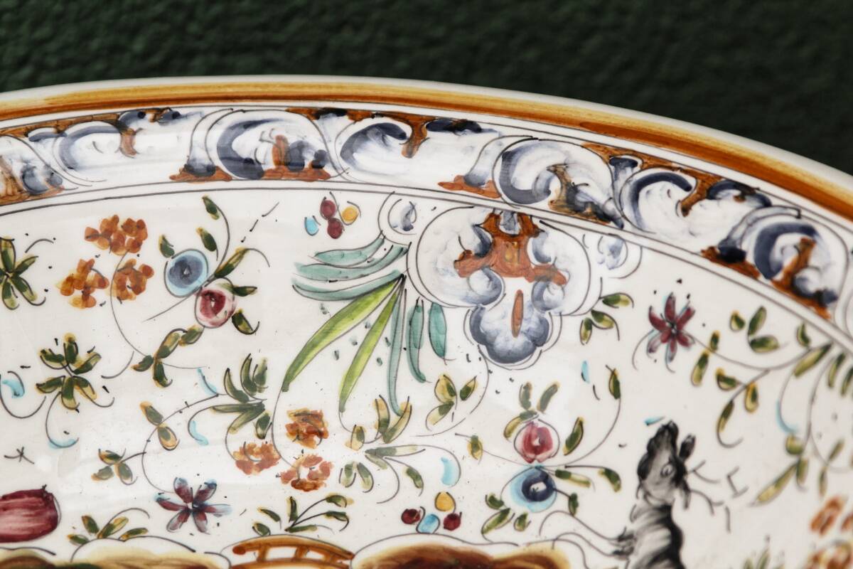 Earthenware salad bowl, hand painted