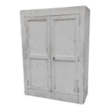 Old rustic Parisian wardrobe patinated white in oak and fir
