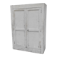 Ancienne armoire parisienne rustique patinée blanche en chêne et sapin
