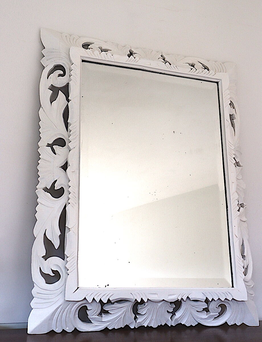 Miroir biseauté Henri II en blanc
