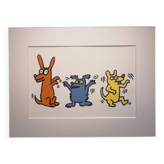 Illustration by Keith Haring - 'Animals' series - 7/12