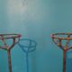 Old pair of wrought iron chimney landiers