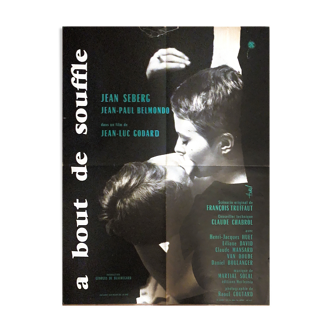 Movie poster "A bout de souffle" Jean-Luc Godard, Jean-Paul Belmondo 60x80cm 1960