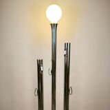 Lampadaire dimmable avec porte-manteau en laiton chromé