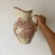 Large ironstone jug St Amand Anemone, antique pitcher