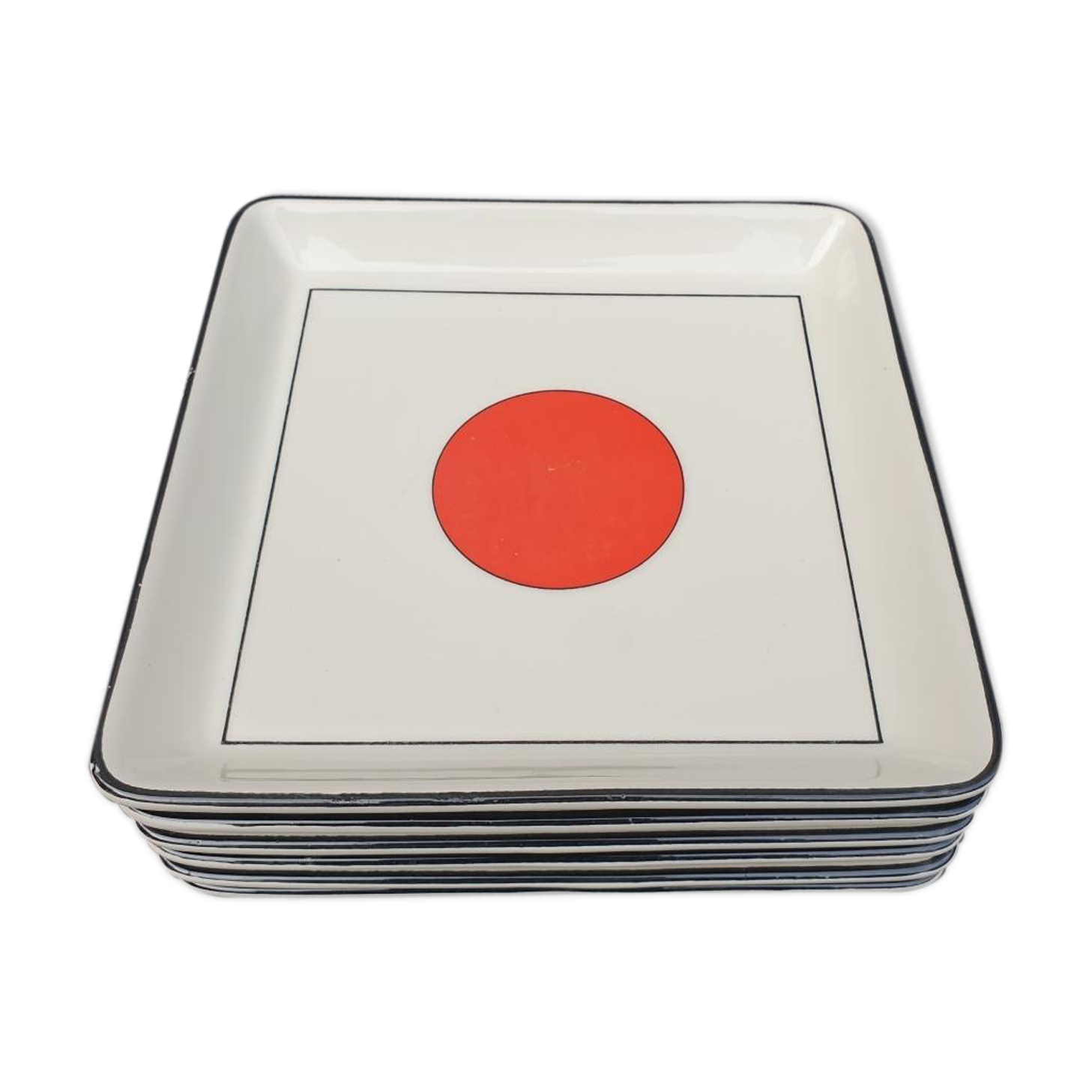 Lot of 6 square plates model Tokyo by Gien H2