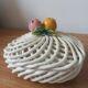 Vintage woven box - Fruit decor in slipware