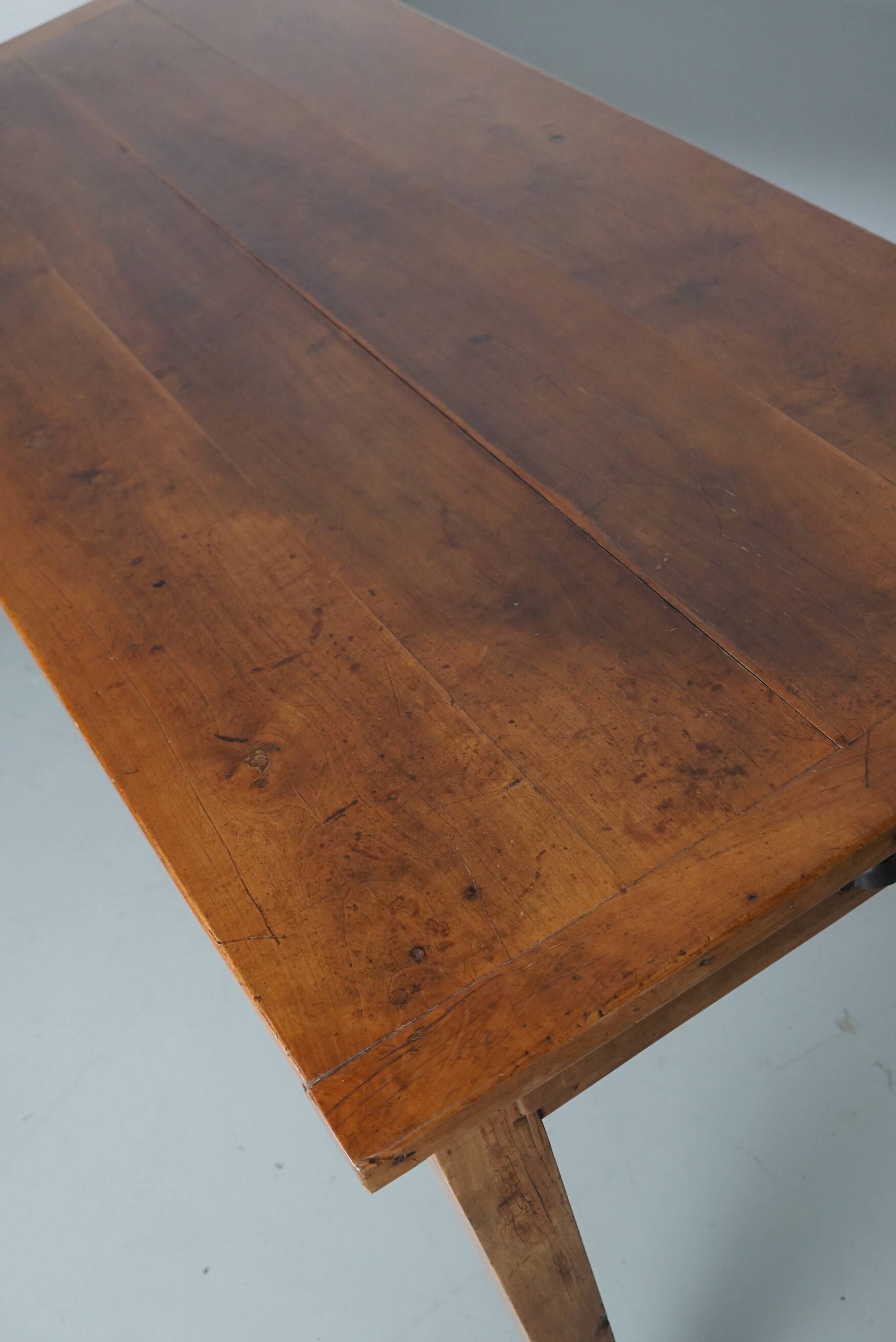 Antique Cherry Early 20th Century French Rustic Farmhouse Dining Table