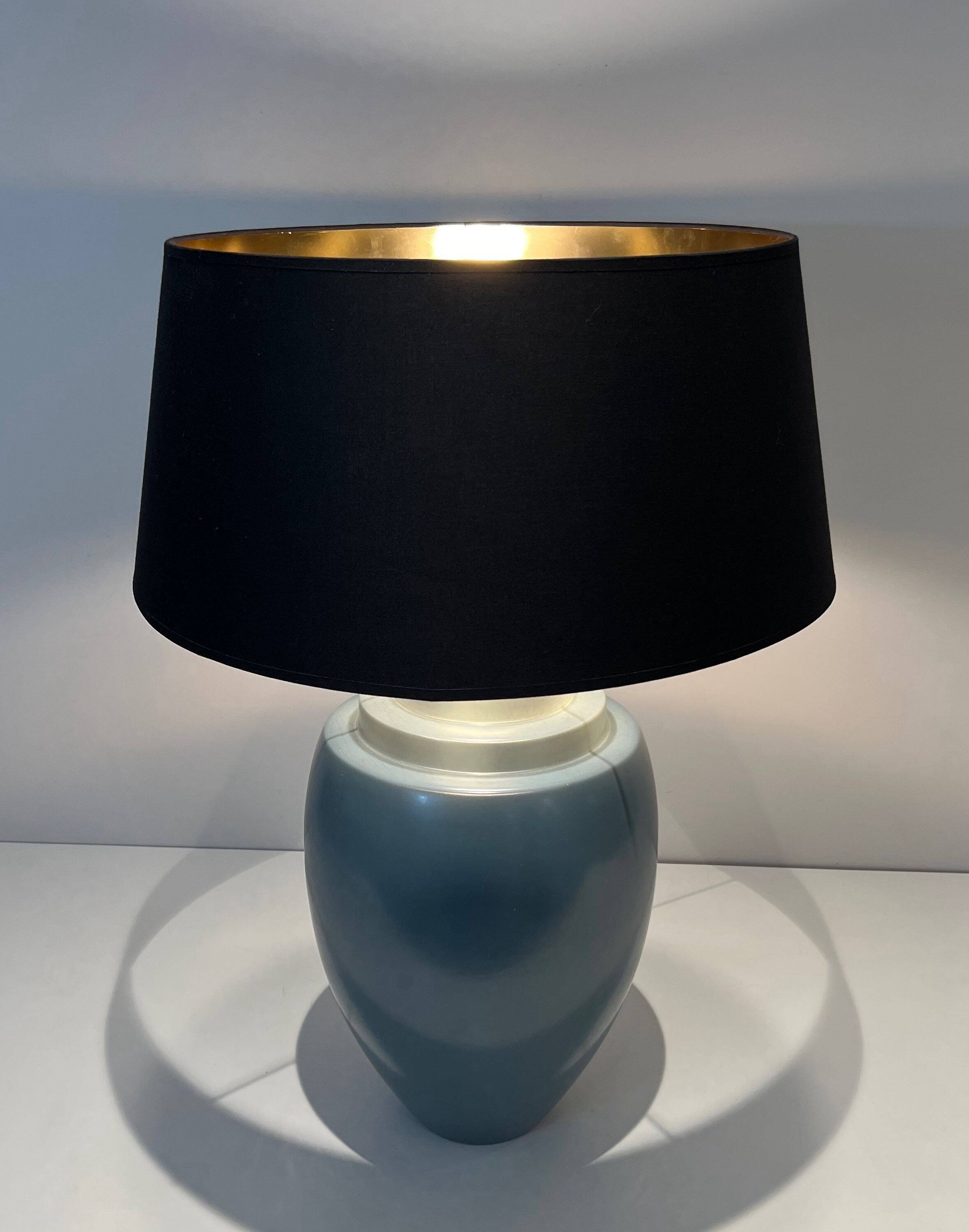 Blue ceramic lamp by Kosta