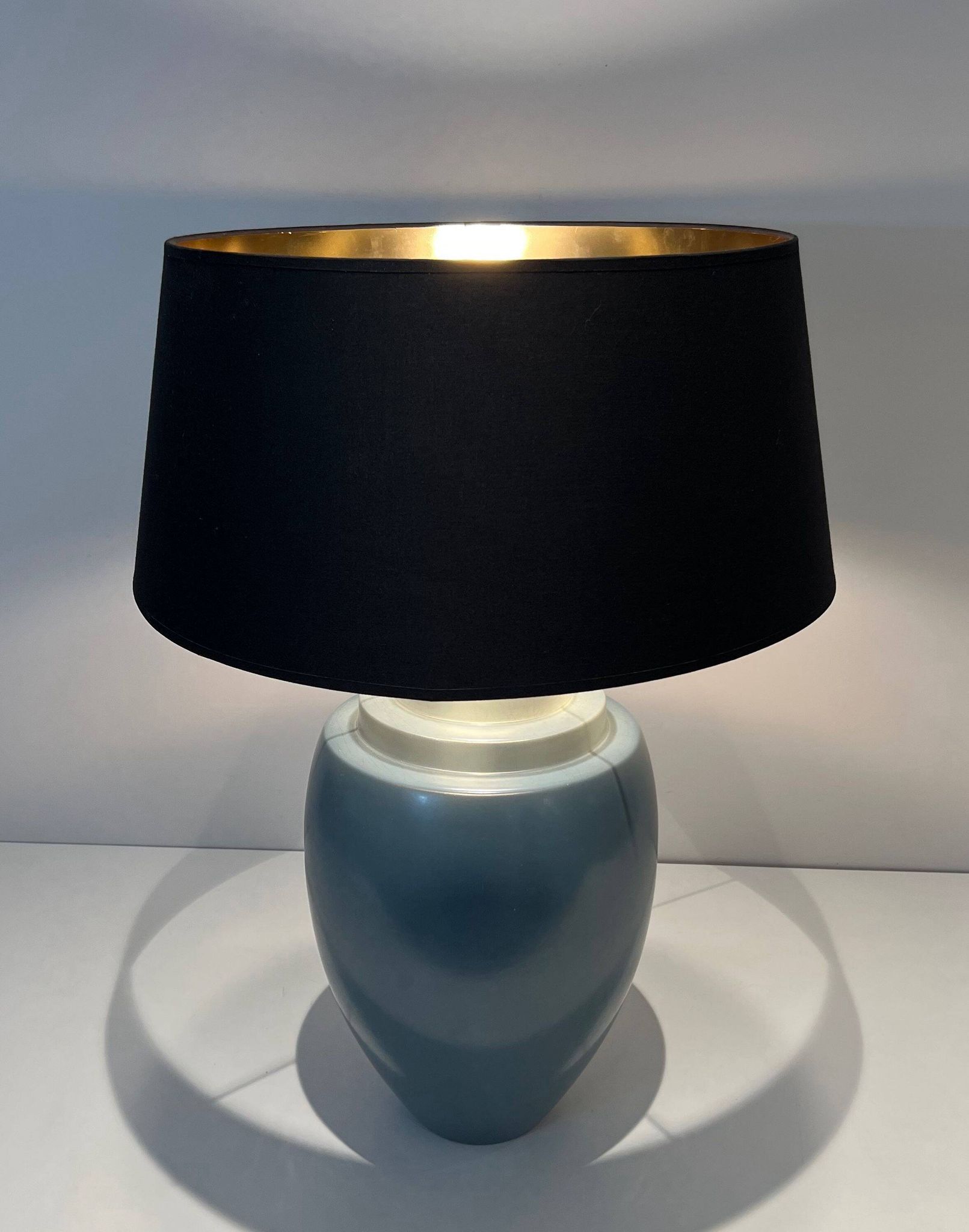 Blue ceramic lamp by Kosta